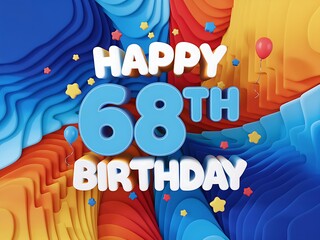 Happy 68th Birthday with Colorful Background