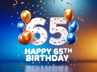 Happy 65th Birthday with Shiny Blue and Gold
