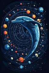 Obraz premium Dolphin Leaping Through the Cosmos