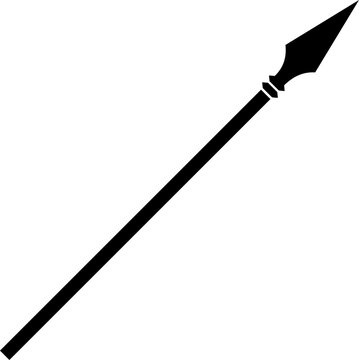 recommend clip art: A black silhouette of a spear isolated on a white background.