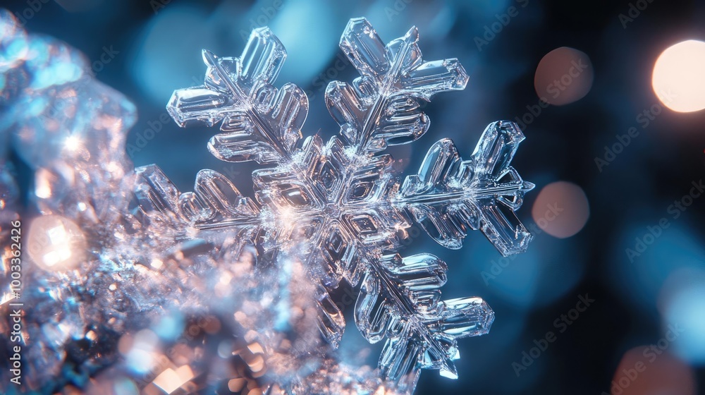 Aufkleber a stunning close-up of a crystal snowflake, showcasing intricate patterns and shimmering details in 