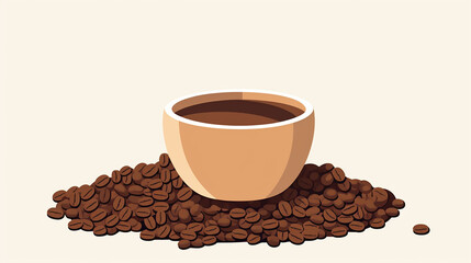Simple Flat Coffee Grain Vector Illustration on Transparent and White Background | Minimalistic Coffee Bean Design.