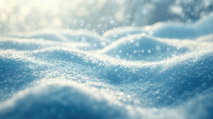 Obraz premium A serene close-up view of soft, shimmering snowflakes on a peaceful, snowy landscape, capturing winter's beauty in detail.