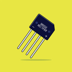 A Cartoon Vector Icon Illustration of a Bridge Rectifier Signifying electronics components Object Icon Concept