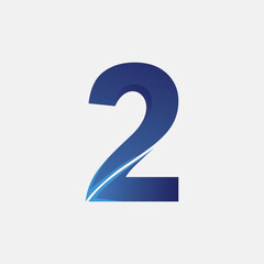 vector logo design of the number 2 with a blue gradient