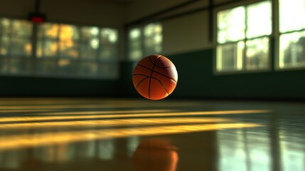 Basketball Bouncing in a Gym Setting
