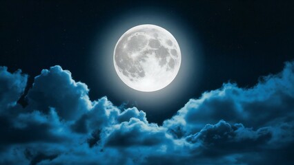 full moon and clouds