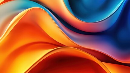 Obraz premium Abstract Wavy Design with Orange, Yellow, and Blue Tones