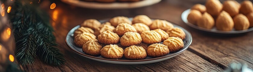 Delicious homemade cookies arranged on a rustic plate, perfect for festive celebrations and cozy gatherings.
