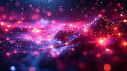 Obraz premium Abstract digital landscape with glowing lights.