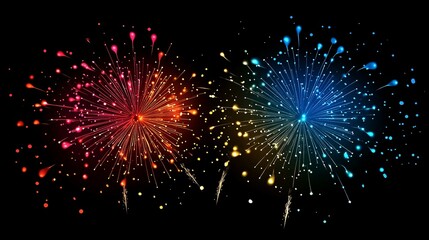 Abstract Fireworks Display in Red, Gold, and Blue