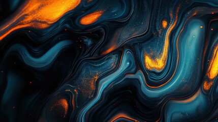 Obraz premium Abstract Swirling Pattern in Dark Blue and Orange Hues