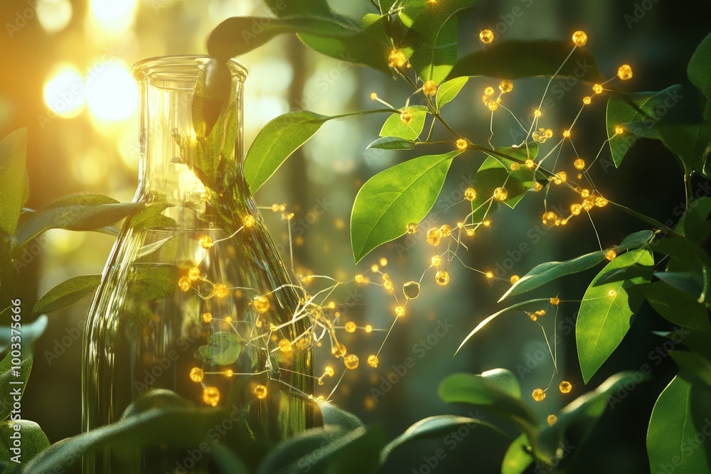 Poster a biophysics experiment showing the interaction of light with biological molecules, studying photosy
