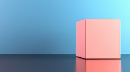 Minimalist Pink Cube on Blue Background  Abstract Geometric Design  Modern Art  Product Di