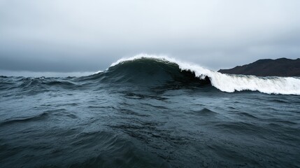 Fototapeta premium Dramatic Ocean Wave Crashing in Stormy Sea