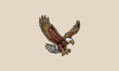 Naklejka premium Majestic eagle in flight, claws extended.
