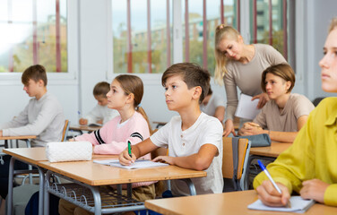 Fototapeta premium Student is sitting test and answer about task in the classroom.