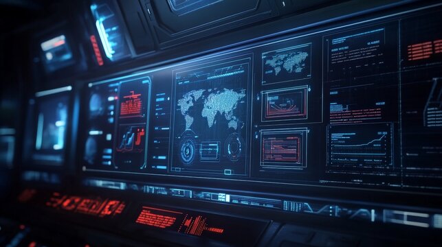A digital interface monitoring secure server connections, with alerts and logs showing successful encryption of data.
