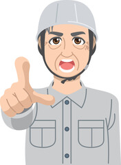 指差し確認する老年の作業員