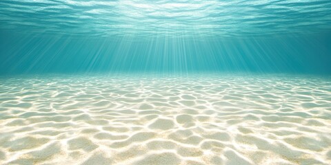 Underwater Sunlight Rays Over White Sandy Seabed