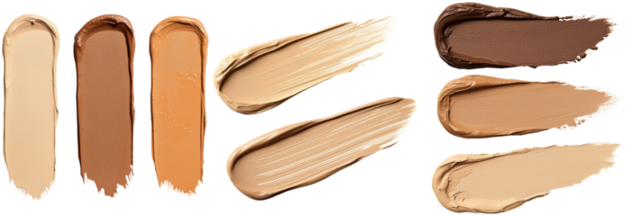 Various Skin Tone Foundation Swatches on Surface