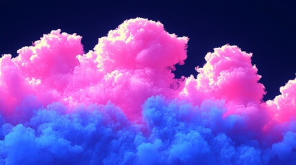 Fototapeta premium Dreamy pink and blue clouds against a dark sky.