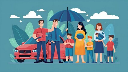 Naklejka premium family camping in the park