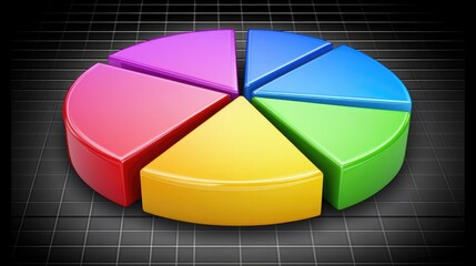 Fototapeta premium Colorful 3D Pie Chart with Glossy Segments