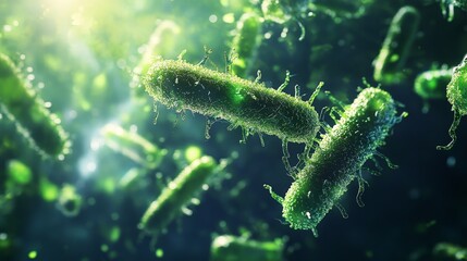 Naklejka premium A synthetic genomics project aimed at producing biofuels, with engineered microbes capable of converting plant matter into sustainable energy.