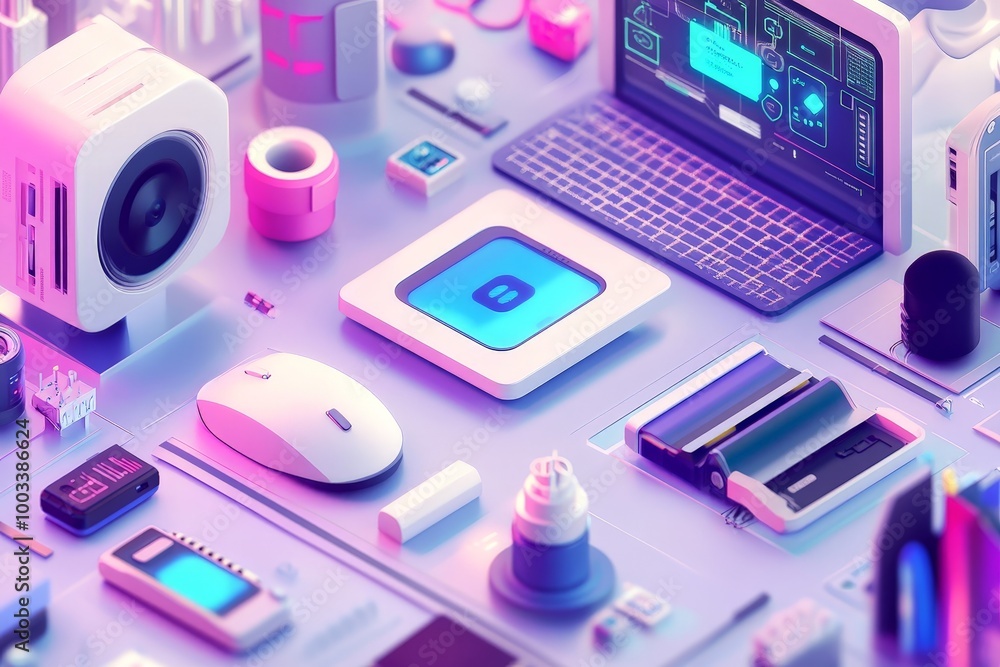 Poster a team of product designers leveraging ai to explore various design possibilities for consumer elect