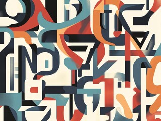 A typographic poster showcasing a mix of serif and sans-serif fonts, arranged in a dynamic and visually engaging composition.