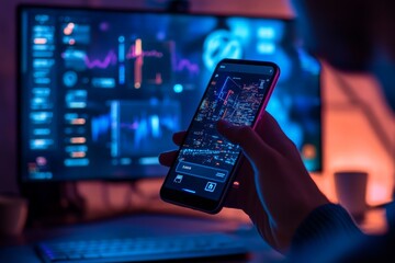 A user managing their personal cybersecurity devices through a smartphone app, ensuring safe browsing and data protection.
