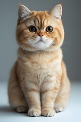 Obraz premium Portrait of an Exotic Shorthair Cat Sitting on a Plain White Background