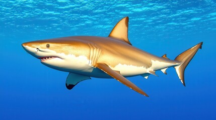 Obraz premium White Shark Underwater Swimming in Ocean Wildlife Photography