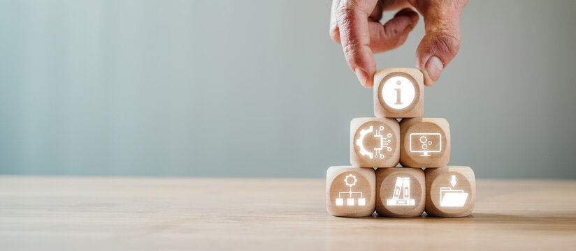 Wooden blocks illustrating ITIL processes and concepts, ideal for presentations, articles, and educational materials on IT service management.