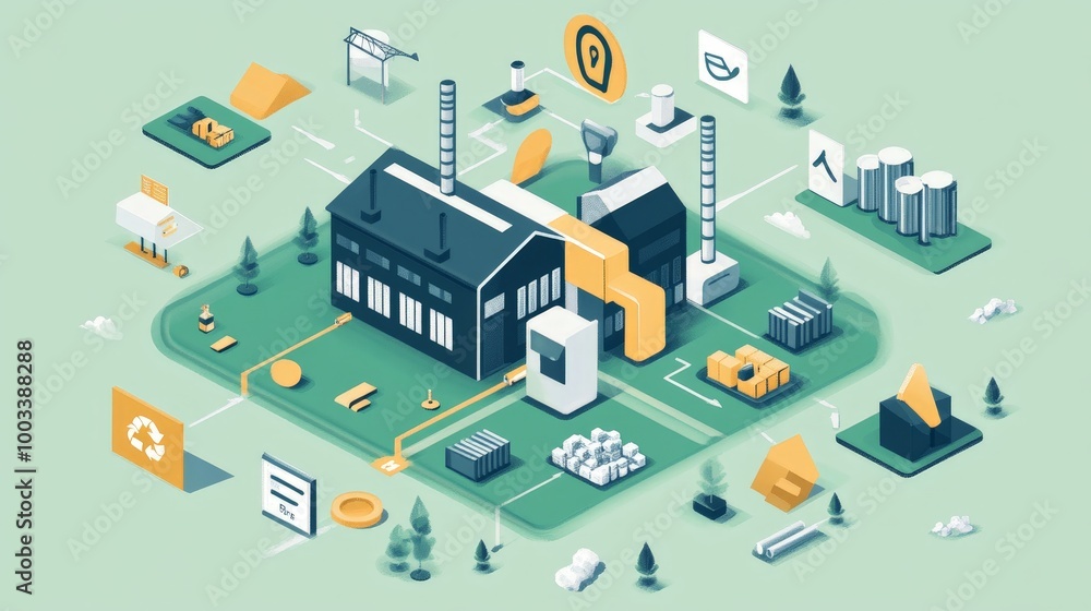 Poster a visual representation of the circular economy model, showing resource flow from production to recy