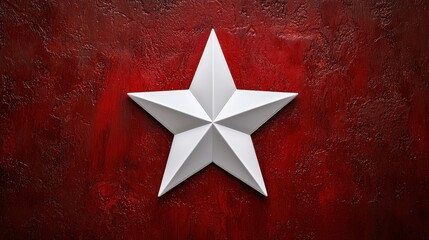 White Star on Red Rustic Background   Minimalist Christmas Decor