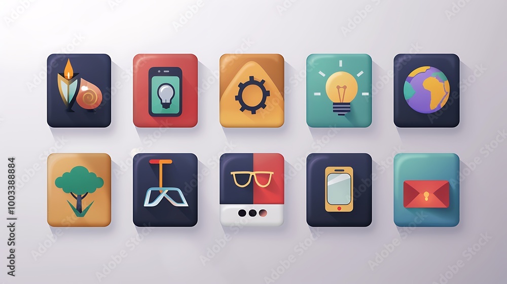 Aufkleber colorful app icons representing various digital services. the flat design style and vibrant colors m