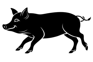 a pig ranning silhouette vector icon