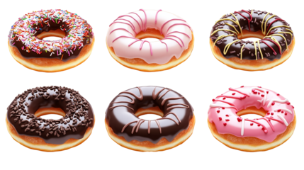 Colorful Glazed Donuts with Sprinkles and Drizzle