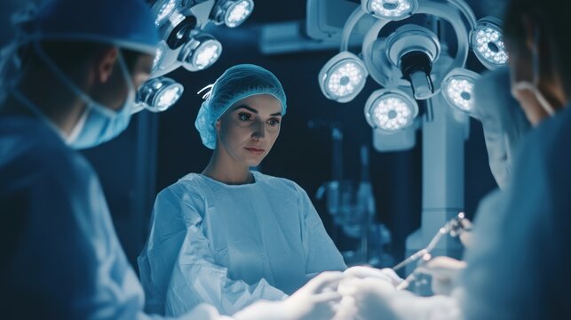 Robotic Surgery: Capture a surgical team using robotic systems for precise and minimally invasive procedures, showcasing advancements in medical technology