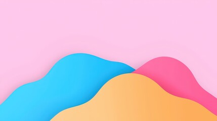 Fototapeta premium Abstract Minimalist Pink Blue and Yellow Landscape Background
