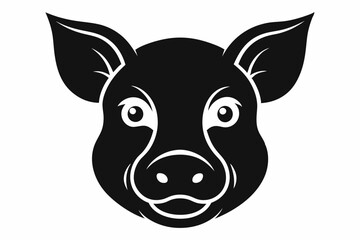 a pig head silhouette vector illustration