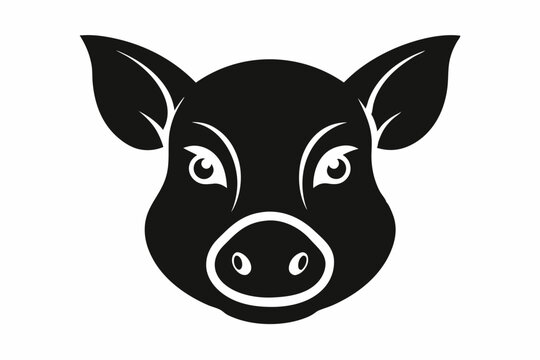 recommend clip art: a pig head silhouette vector illustration