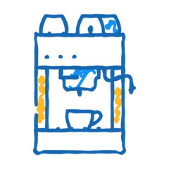 coffee maker with cup dryer doodle icon sketch vector. coffee maker with cup dryer sign. isolated symbol illustration