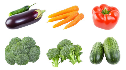 Fresh Vegetables Assortment  Broccoli  Carrots  Cucumbers  Eggplant  Red Pepper