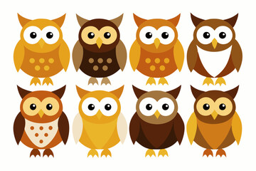 Set Cartoon Owl on a white background