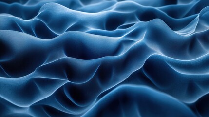 Fototapeta premium Abstract Blue Fabric Waves with Soft Light