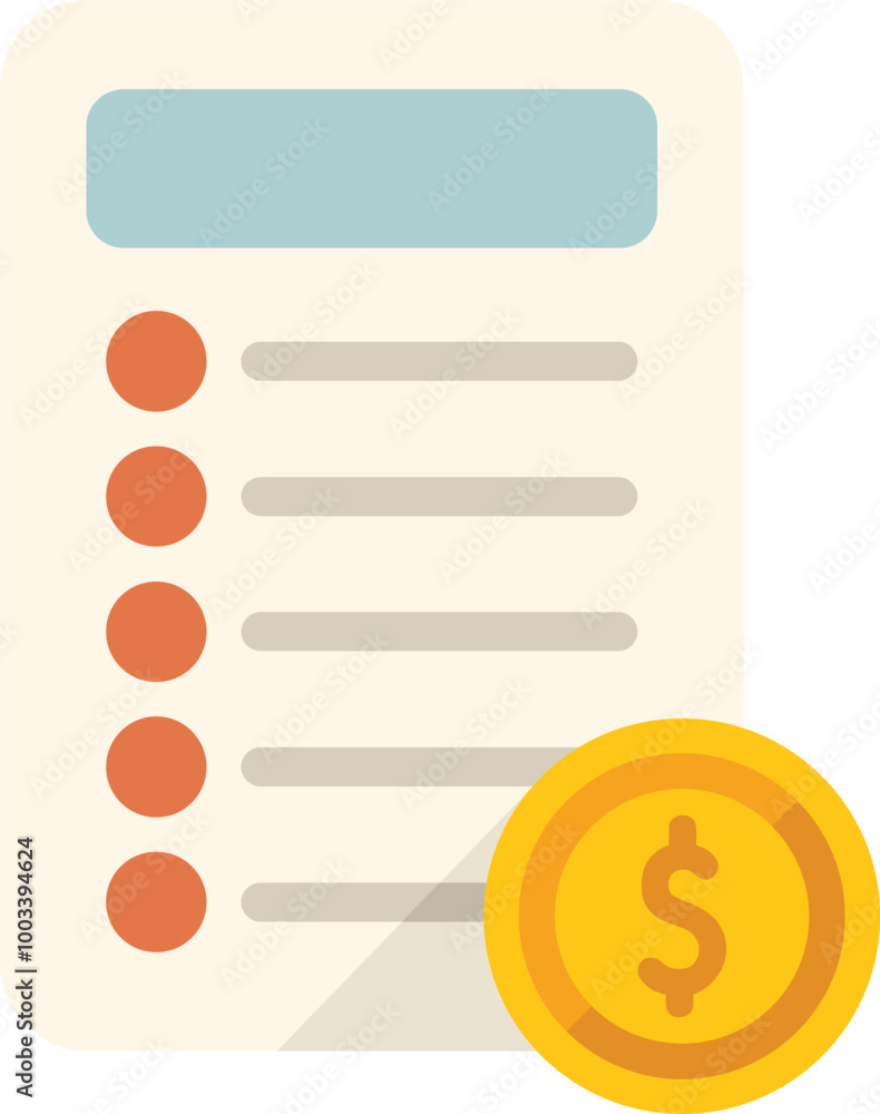 Poster list with bullet points is showing the concept of financial management with a dollar coin