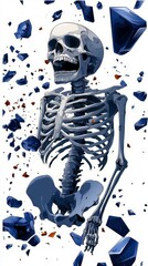 Human Skeleton with Blue Crystal Fragments
